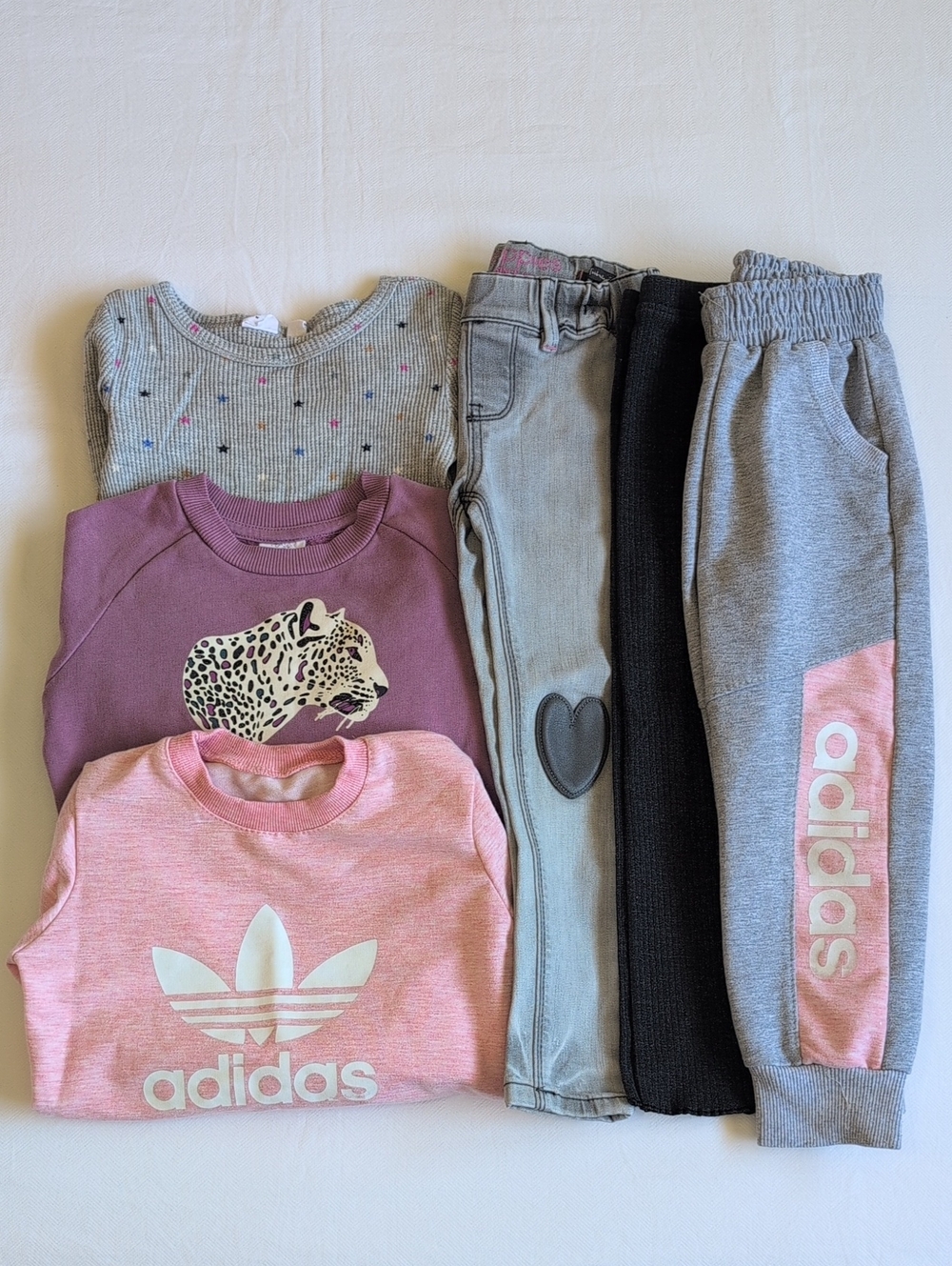 Adidas Gap Noppies Girls 4T Outfit Capsule Bundle Sweatshirt Joggers Jeans Lot